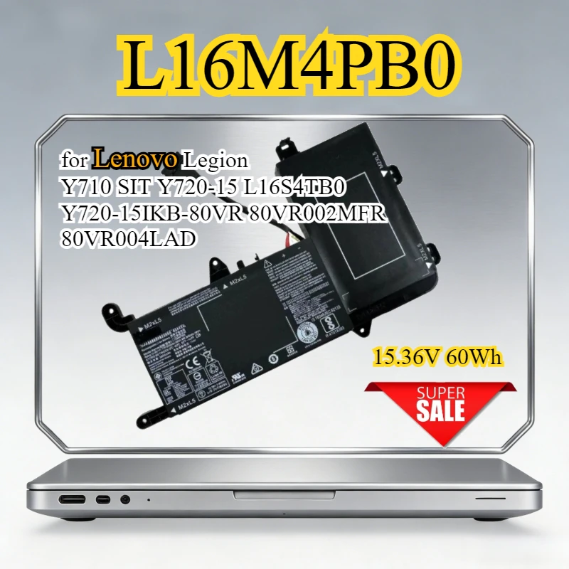 L16M4PB0 Laptop Battery for Lenovo Legion Y710 SIT Y720-15 L16S4TB0 Y720-15IKB-80VR 80VR002MFR 80VR004LAD 15.36V 60Wh Bateria