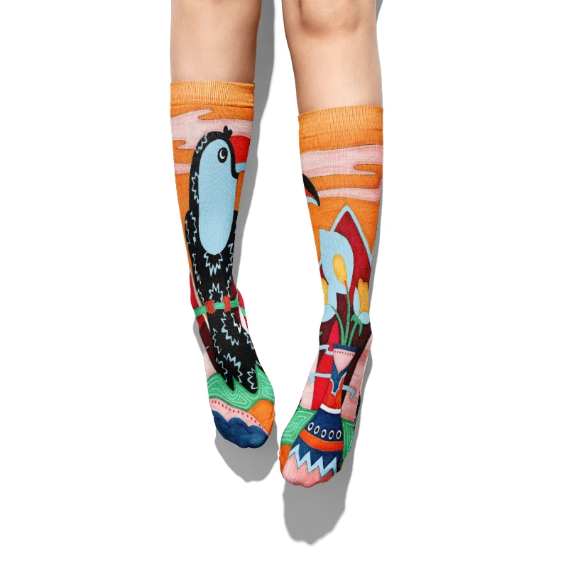 Calcetines largos de estilo Hip Hop para mujer, calcetín de tubo medio, cómodo y suave, ideal para fiesta de Halloween, Unisex, nuevo diseño