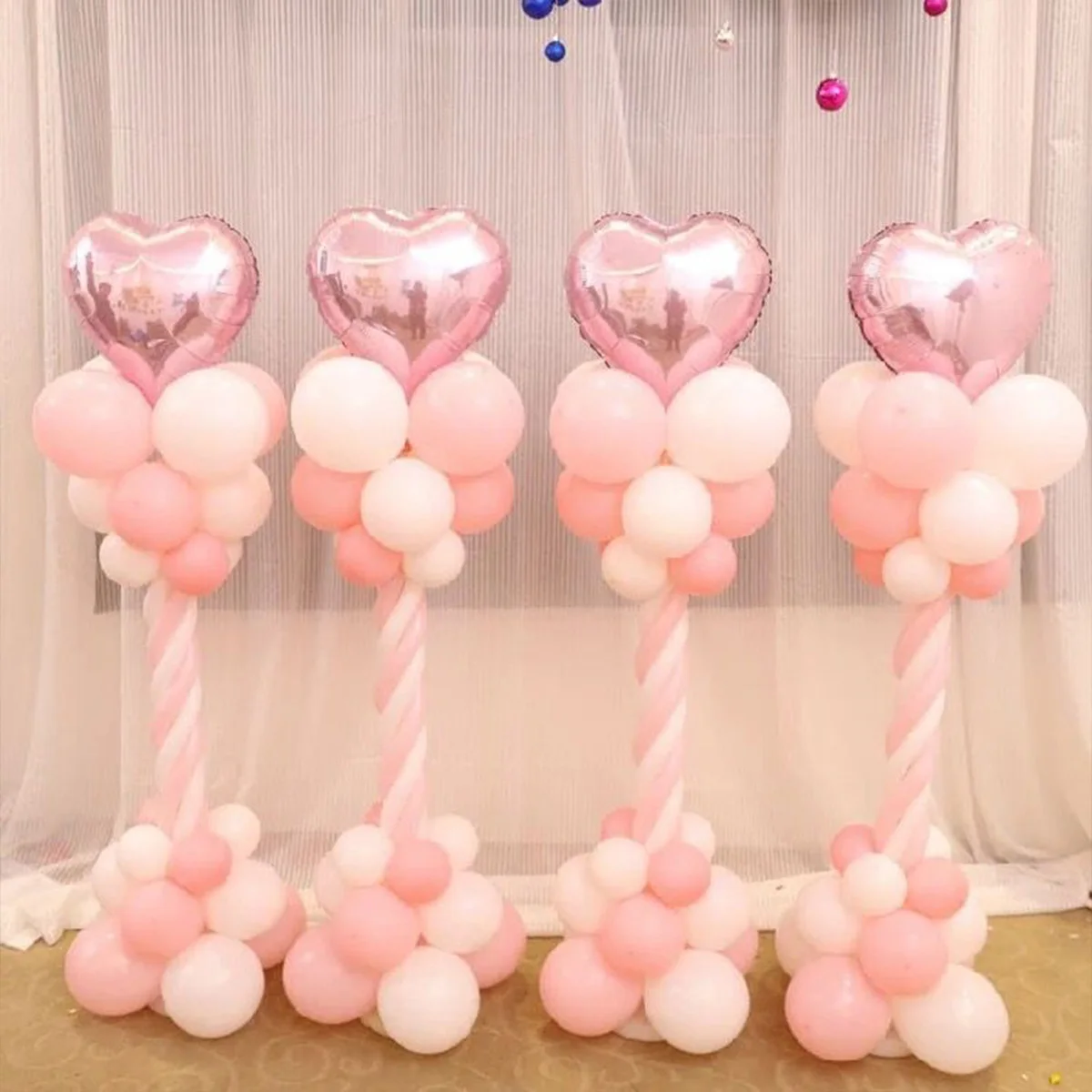 1/2set Metal Balloon Stand Holder with Plastic Base Adjustable Balloon Column Stand for Birthday Baby Shower Party Wedding Decor
