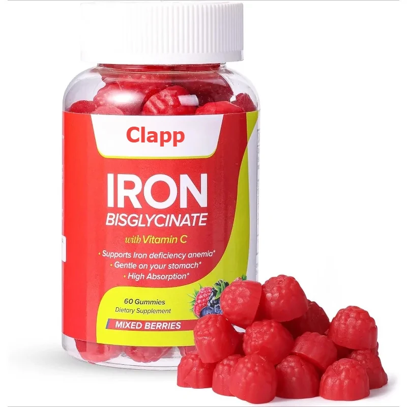 

Iron Supplements for Children and Adults - Double Glycine Iron Gummies with Liposome Vitamin C -60 Gummies