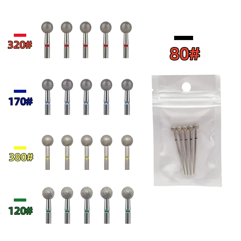 

5 шт., большие алмазные сверла для ногтей, размер 5,0 мм, пятно для ногтей вокруг омертвевшей кожи с задним краем, маникюрные инструменты для ногтей