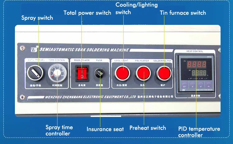 220V Semi-Automatic Dip Welder PCB Circuit Board Dip Tin Furnace Lead-Free Flux Spray ZB3525DG