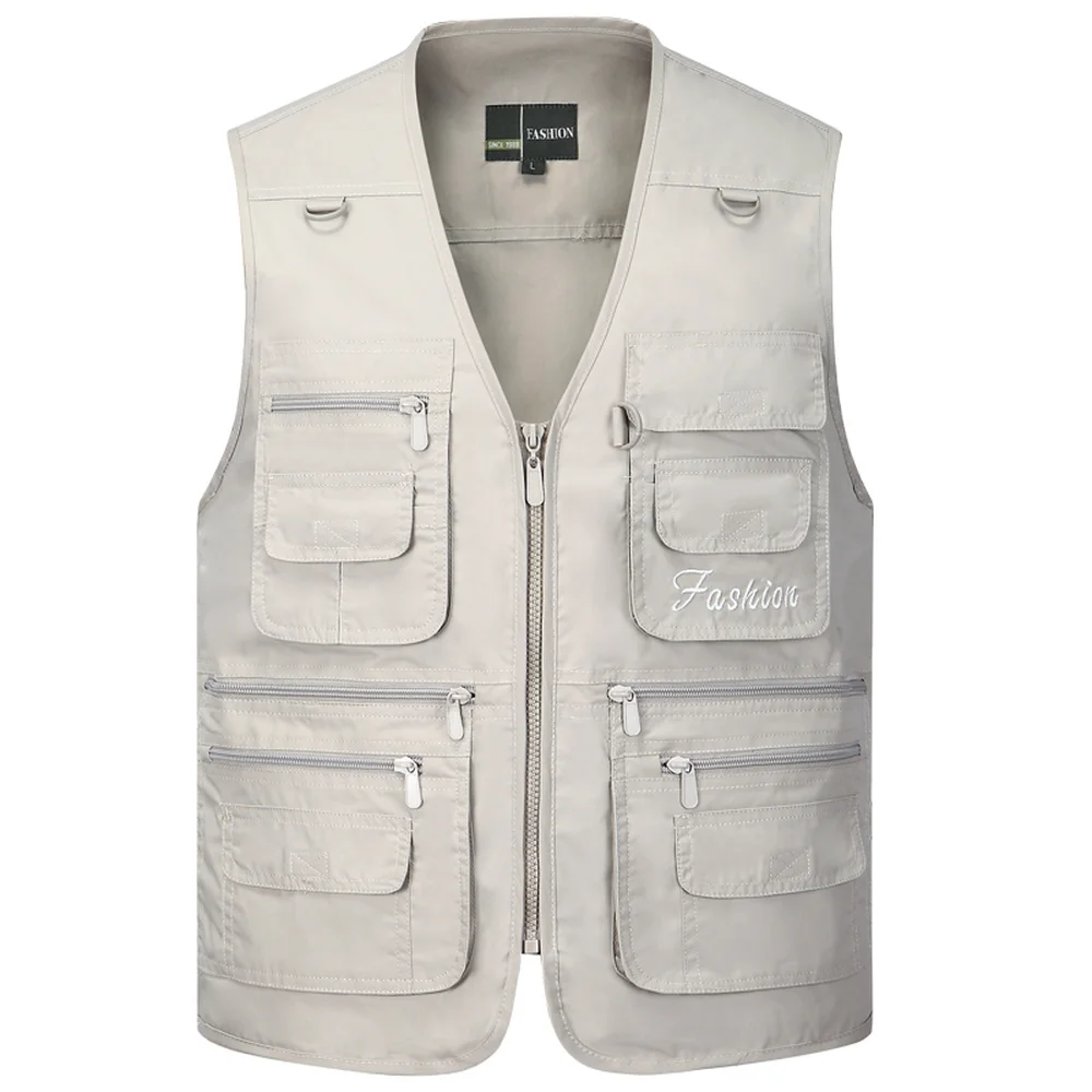 

Summer Quick Dry Thin Vest Male With Many Pockets Casual Classic Multi Pocket Military Green Photographer Baggy Work Waistcoat