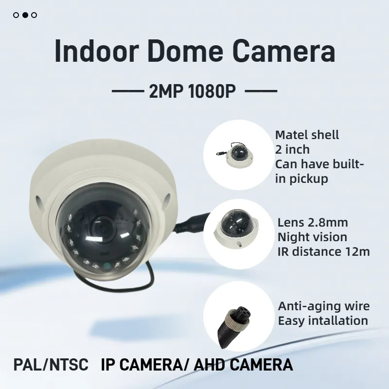 

2MP 1080P Indoor Camera with IR Night Vision IP67 Waterproof Dome Camera for Home/BUS/Subway