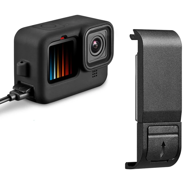 حافظة سيليكون واقية ومجموعة غطاء جانبي لشحن بوم ، أسود ، مناسب لـ GoPro HERO12 و 11 ، إكسسوارات