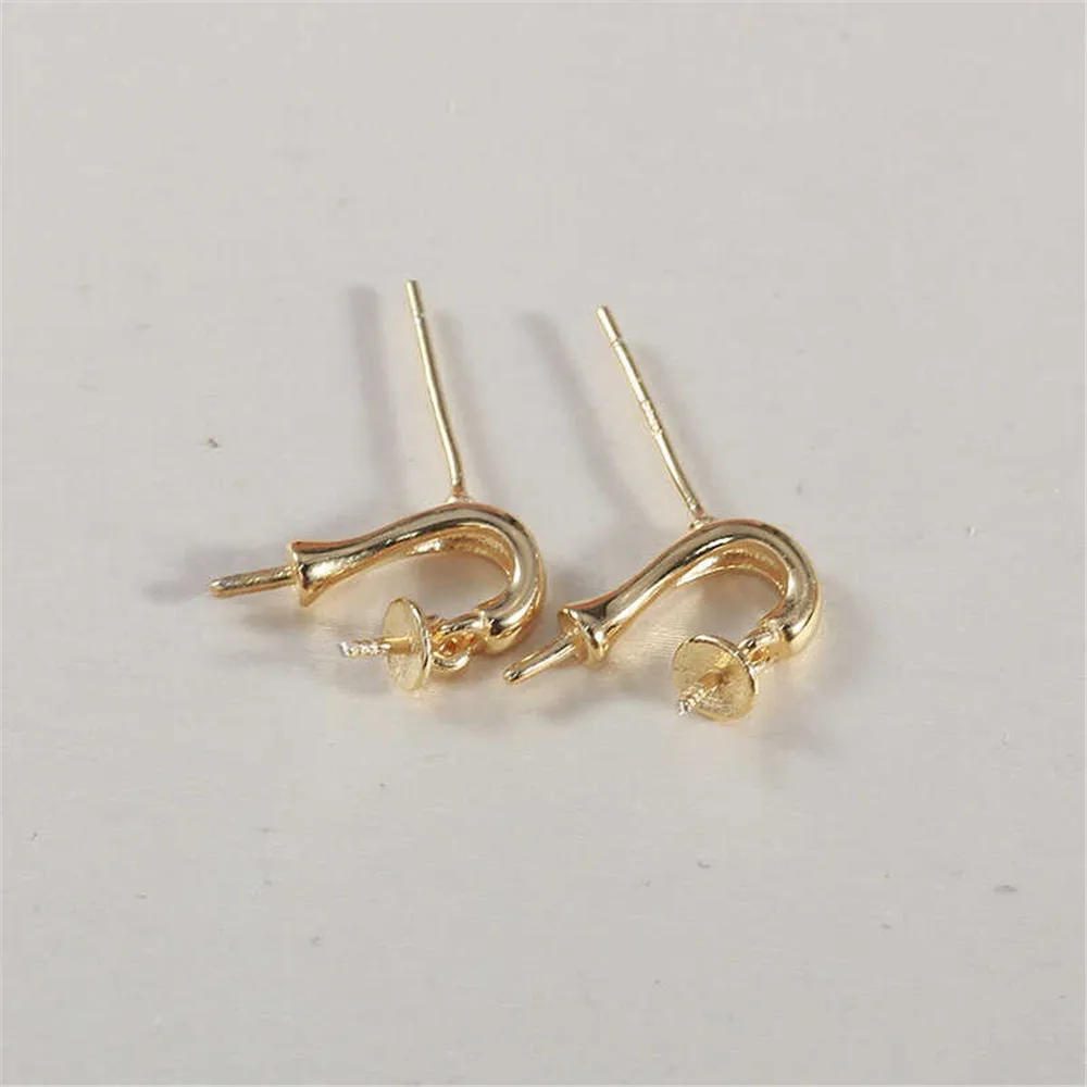 S925 Sterling Silver Pearl Earring Settings DIY Jewelry Making Supplies Blank Earring Posts for Handcrafted Accessories No Pearl