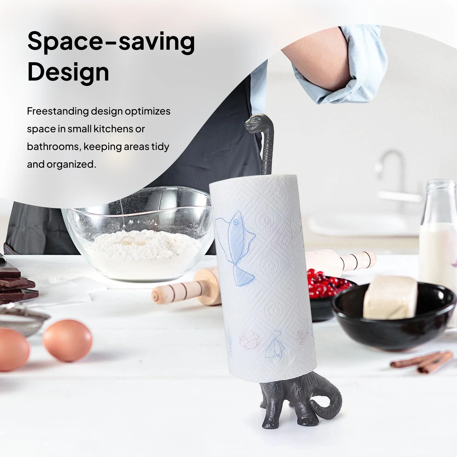 Home Bathroom Paper Towel Dispenser - ที่ใส่กระดาษทิชชูรูปไดโนเสาร์ทำจากเหล็กหล่อตกแต่งสไตล์เรโทร สำหรับจัดระเบียบห้องน้ำและห้องครัวในบ้าน