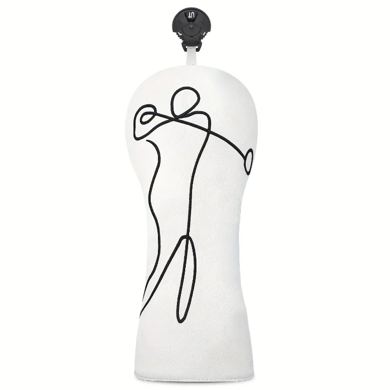 غطاء نادي الجولف، غطاء رأس نادي الجولف العصري، تصميم خط أبيض بسيط، مقاوم للغبار ومتين، يحمي رأس الكرة