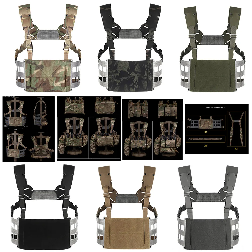 

NEW Outdoor Tactical FC Extended Chest Rig V2 MOLLE Mount Adjustable Front Hanging Pouch Chest Rig Vest For Hunting Vest