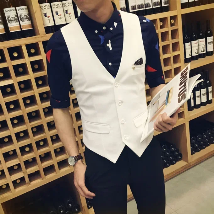 2026 versione coreana del gilet da uomo sottile parrucchiere KTV bar discoteca gilet abiti da lavoro alla moda