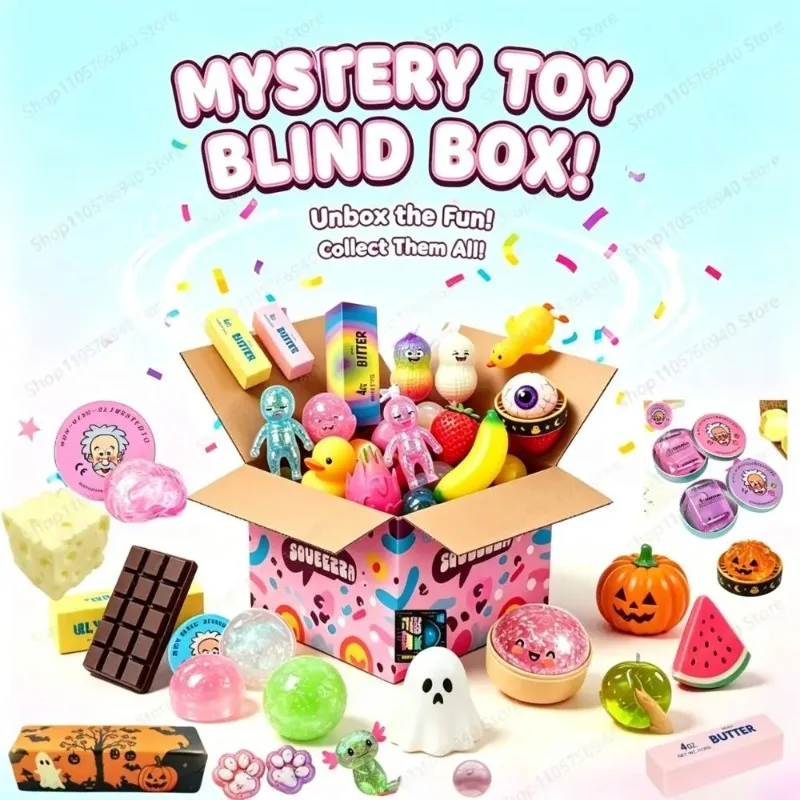 2026 Hot Cute Block & Ocean Squishy Blind Box, Random Surprise Squeeze Toys, 1Pcs Guaranteed Lucky Stress Relief Fidget Toy Set