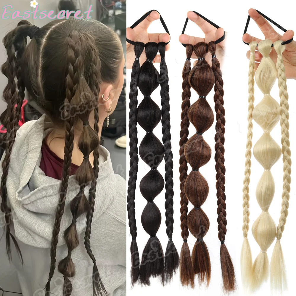 

Черный парик с хвостиком, женский пузырь, коса Fried Dough Twists, Y2K, плетеная коса для волос, боксерская коса, модный синтетический парик, коса с хвостиком