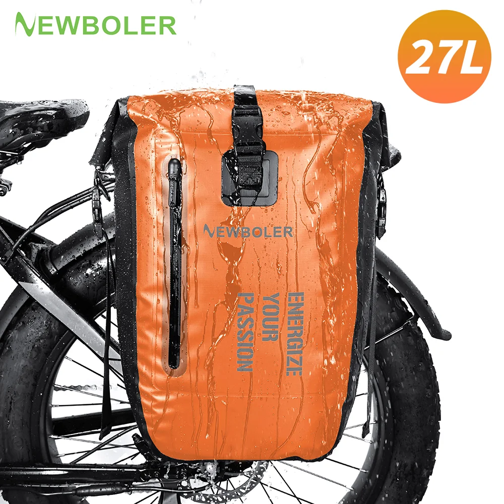 NEWBOLER  Bike Pannier Bag 27L Big Capacity Waterproof Travel Cycling Bag Bicycle Rear Seat Trunk Bag Electric Bike Accessories