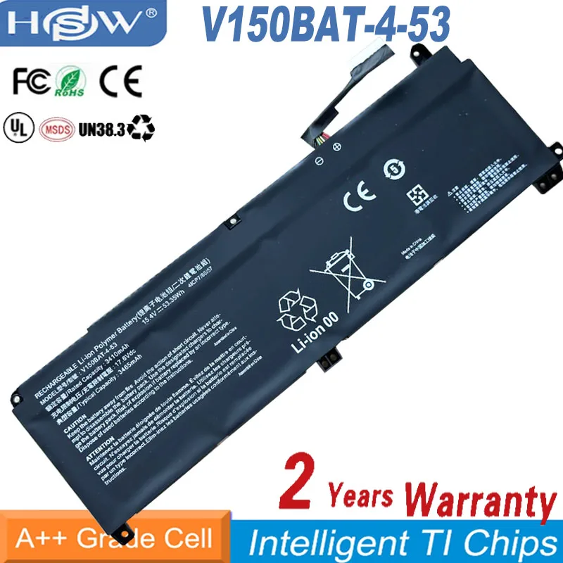 Laptop Battery For CLEVO V150BAT-3-41 11.55V 3465mAh 41Wh V150BAT-4-53 15.4V 3510mAh 53.35Wh V150PNH V150PNJ V150PNK V155PNKQ V1