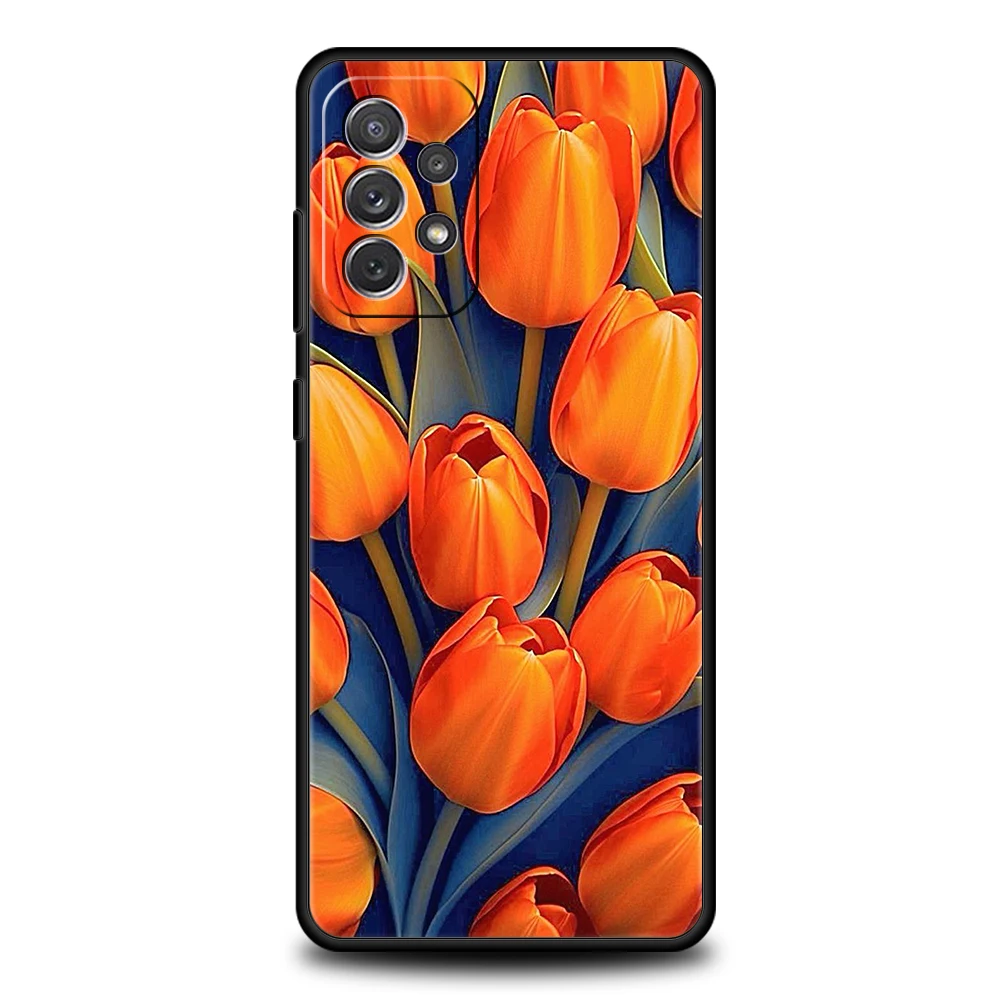 Tulip Phone Case for Samsung Galaxy A55 A35 A15 A14 A25 A54 A51 A71 A72 A73 A32 A52 A52S A41 5G Silicone Shell Fundas Capas Bags