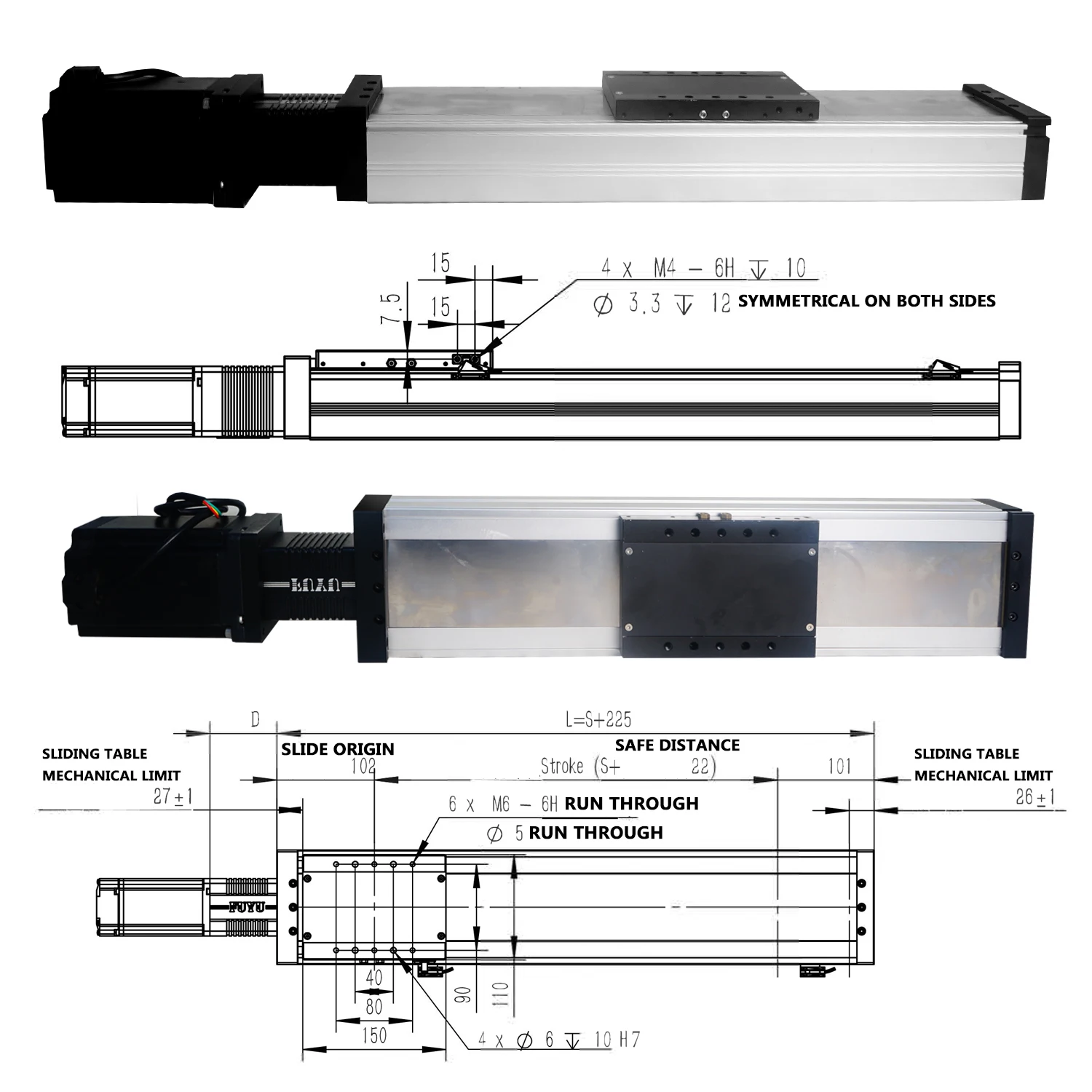 1500mm Stroke Range 100kg Load Capacity Linear Motion Ball Screw Guide Rail Gantry Robot XYZ Stage