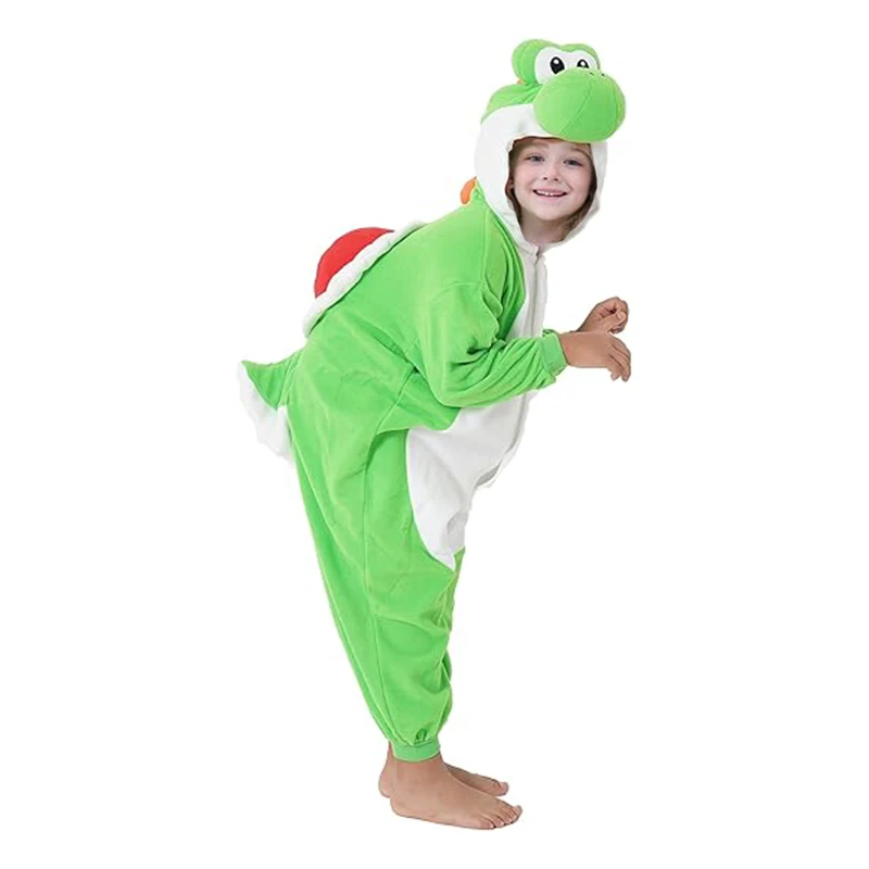 Kids Onesies Yoshi Kigurumi Boy's Pajamas Cartoon Cosplay Costum For Christmas Halloween Fleece Sleepwear Anime Homewear Pijamas