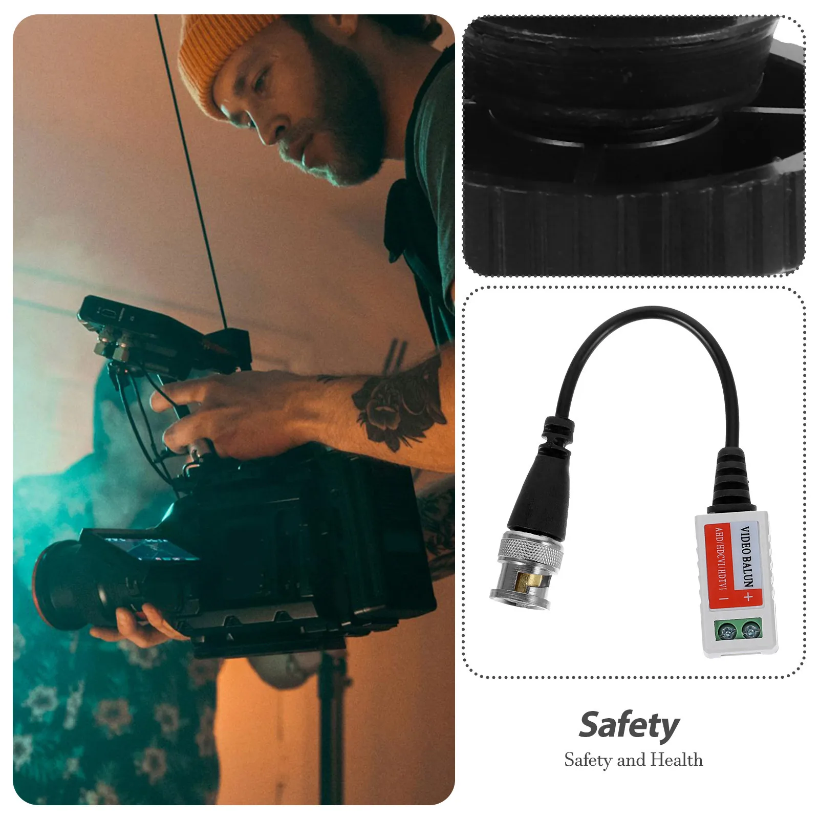 เครื่องรับส่งสัญญาณวิดีโอแบบพาสซีฟสีดำขนาดกะทัดรัด -202A สำหรับกล้องวงจรปิดเชื่อมต่อกับเครื่องบันทึกภาพผ่านสายเคเบิล ระยะทาง 600 เมตร ไม่มี