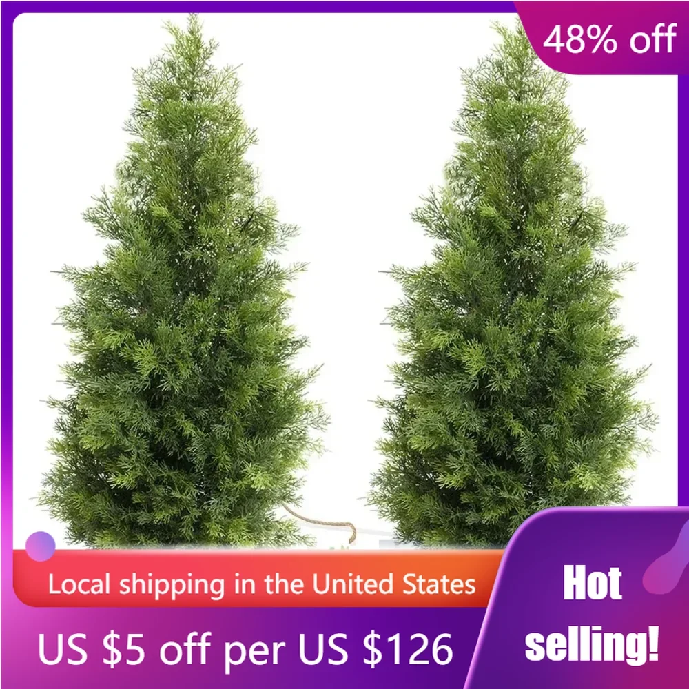 

3ft Artificial Cedar Topiary Trees, Faux Potted Plants Evergreen Fake Pine Cypress Tree for Outside Home Decor, Set of 2 Pack