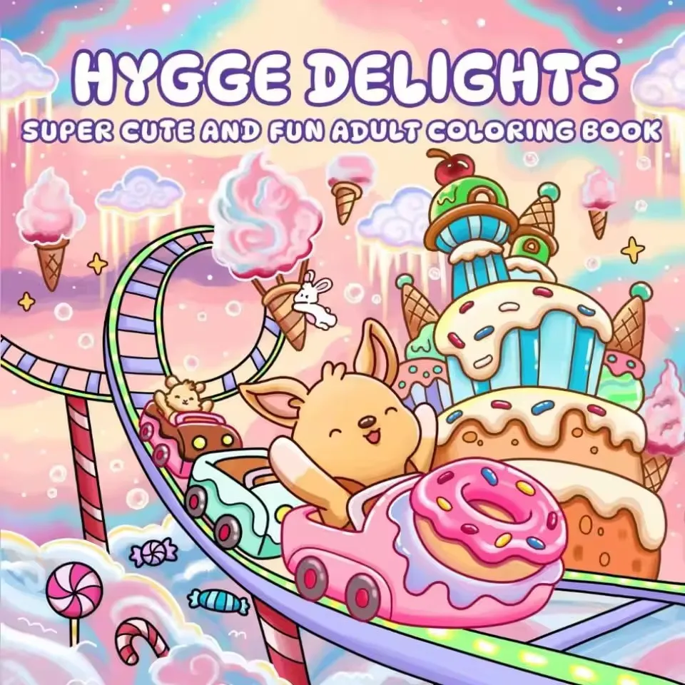 Hygge Delights Cute and Fun Adult Coloring Book  Featuring Adorable Animal Characters Engaging in Relaxation