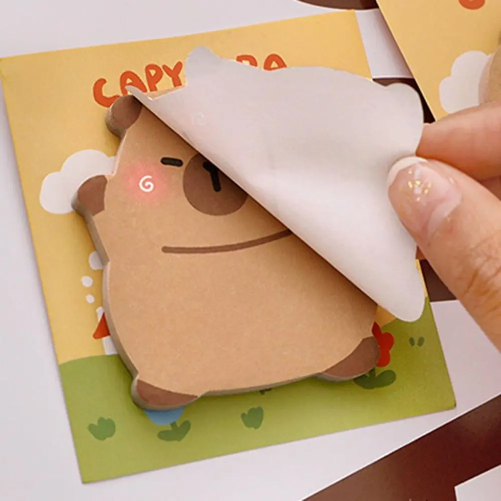 4 Pcs/Bag Kawaii Capybara Memo Pad Portable Creative Cartoon Notepad Multifunction Self-adhesive N Times Sticky Notes