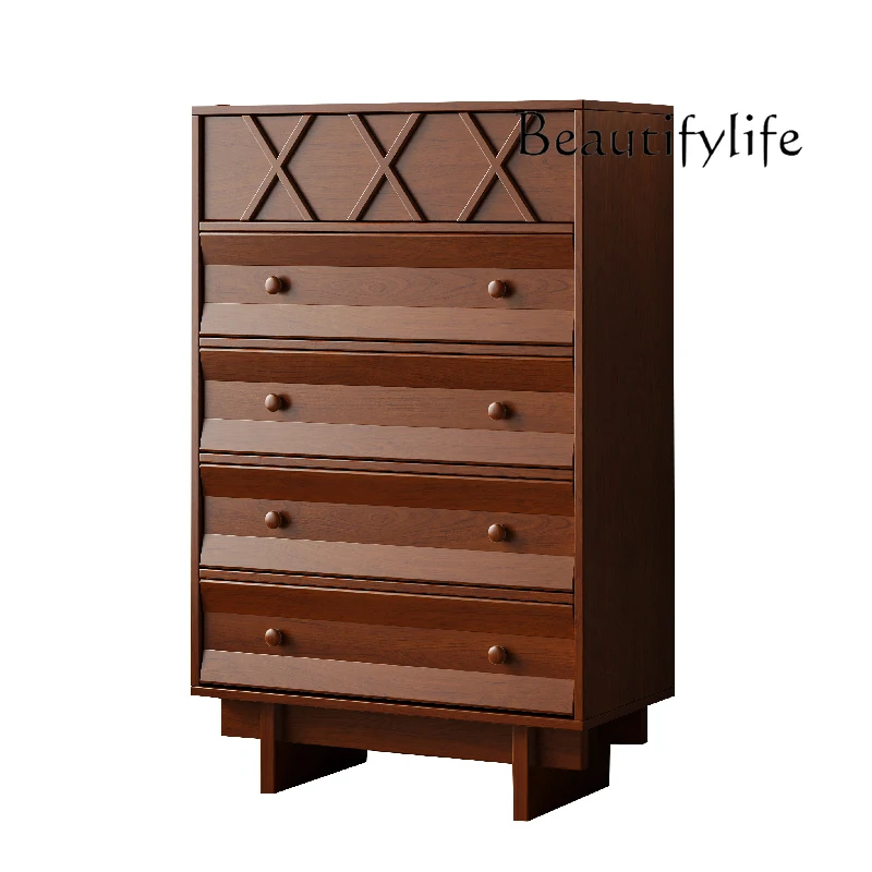 

Medieval chest of drawers solid wood living room bedroom storage cabinet American drawer cabinet