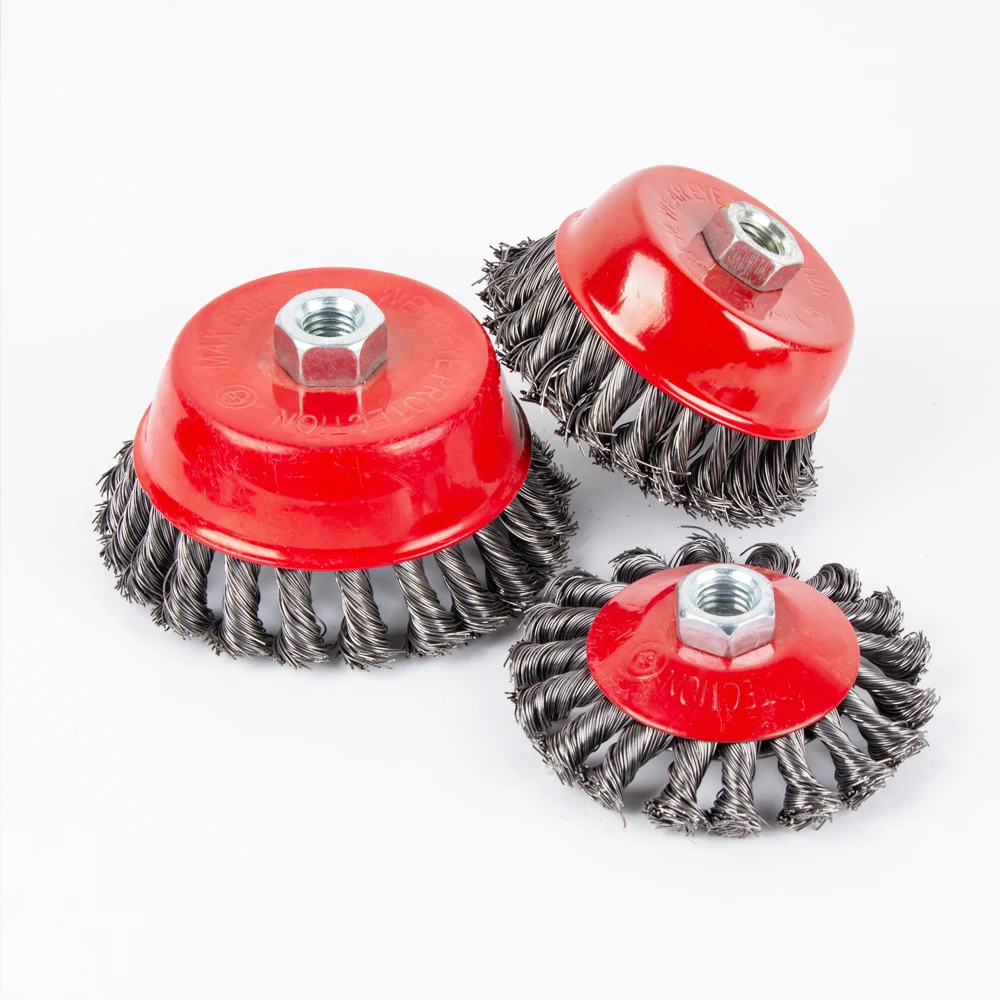 Twisted Steel Wire Wheel Quick Rust Clean Flat Cup Angle Grinder Brush Strong Paint Remove Rotary Twist Knot Deburring