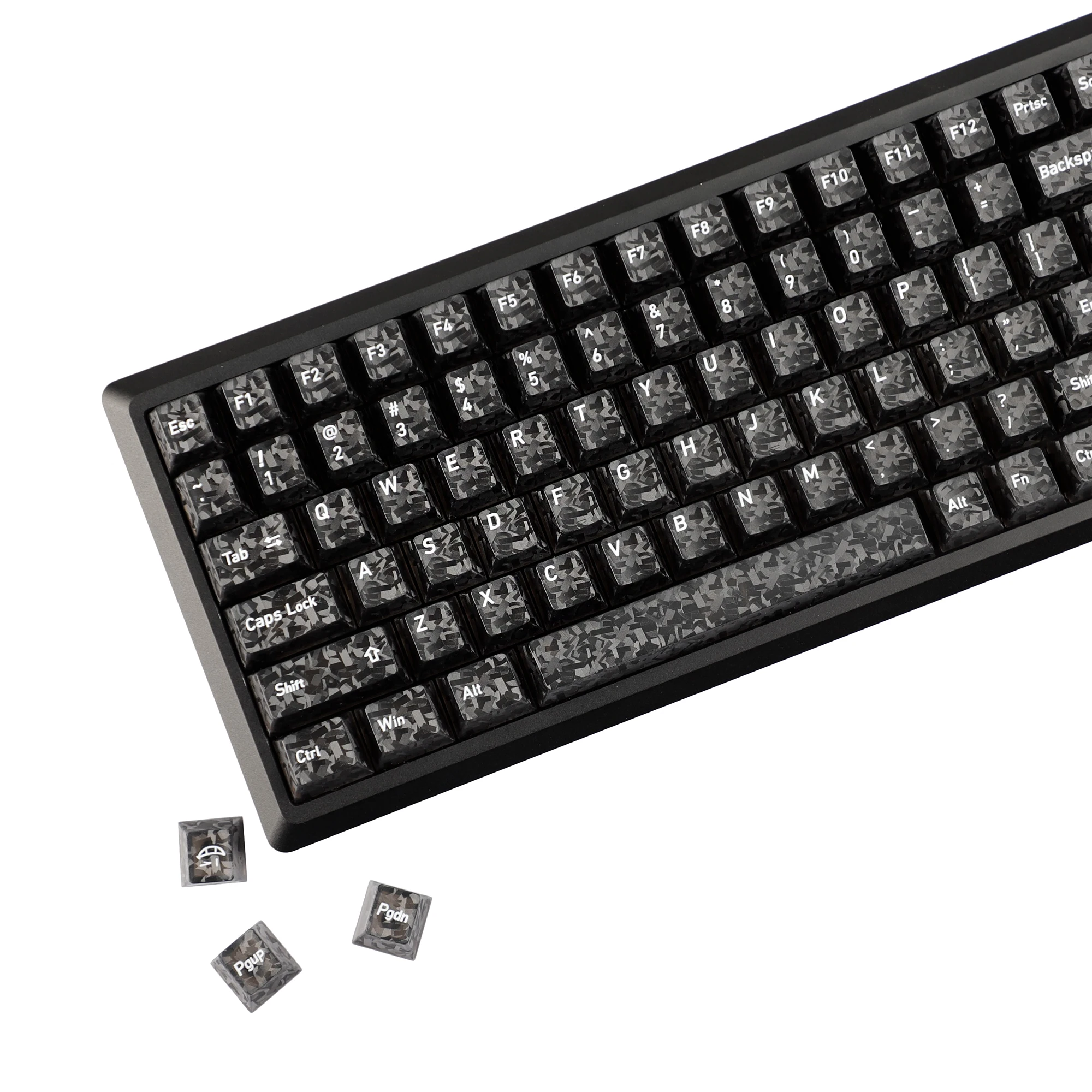 YMDK 136 Tasten Carbonfaser-Textur Englisch Russisch Koreanisch Japanisch Top-Print Cherry Keycaps für MX Mechanische Tastatur