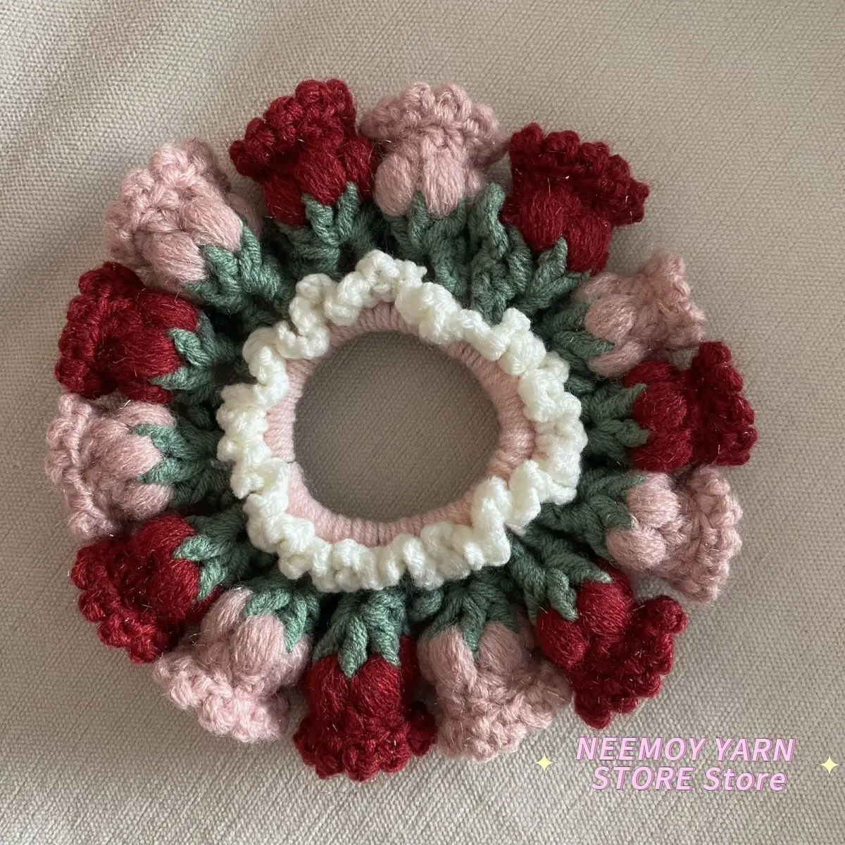 Finished Handmade Crocheted Woven Hair Loops, Bell Orchid Headband, Large Intestine Knitted Flowers, High-value Hair Accessories