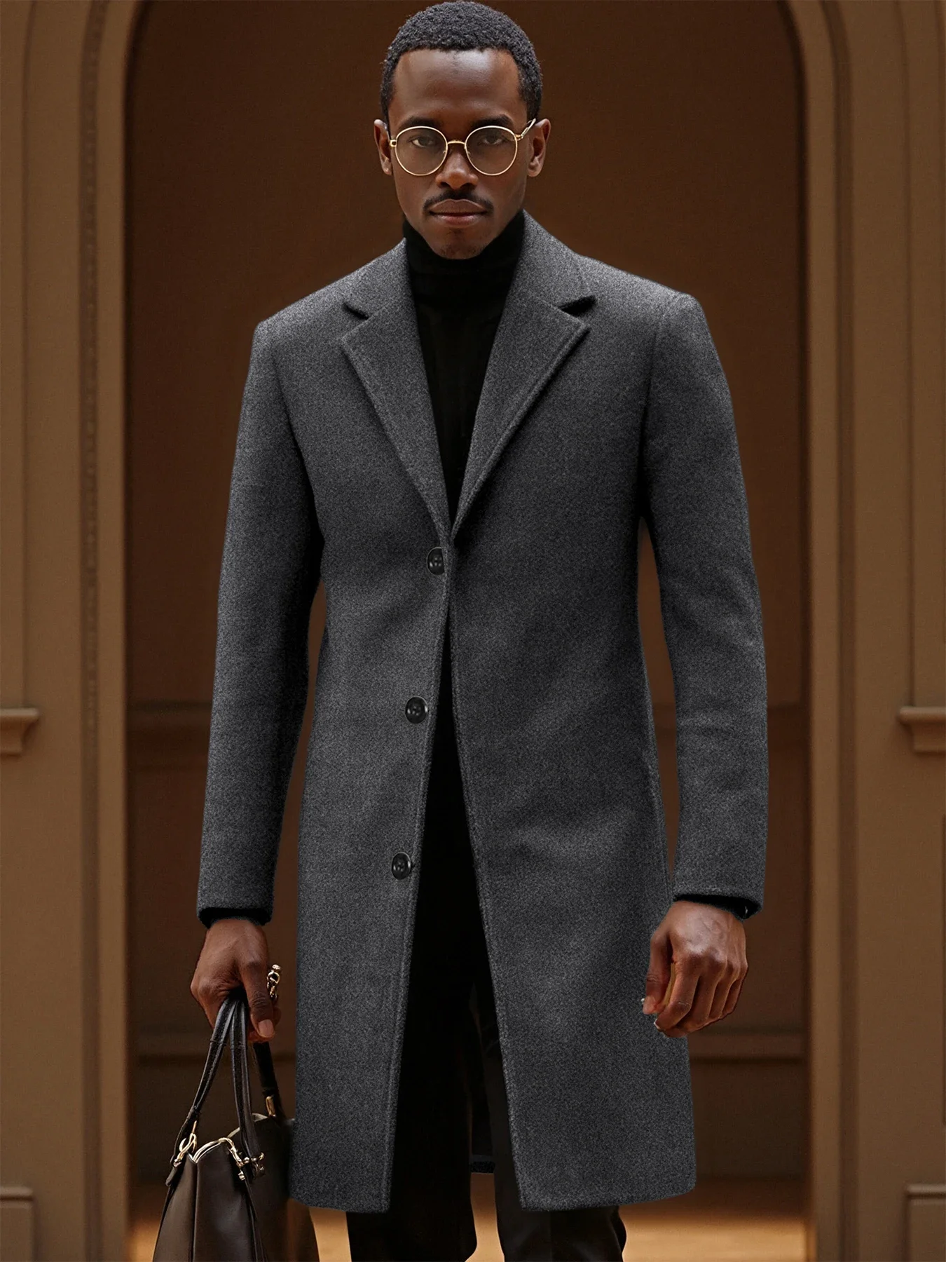 Abrigos de mezcla de lana para hombre, gabardina, abrigo de guisante, chaqueta Formal con solapa de pico para celebridades, cuello levantado, solapas de muesca para la vida diaria