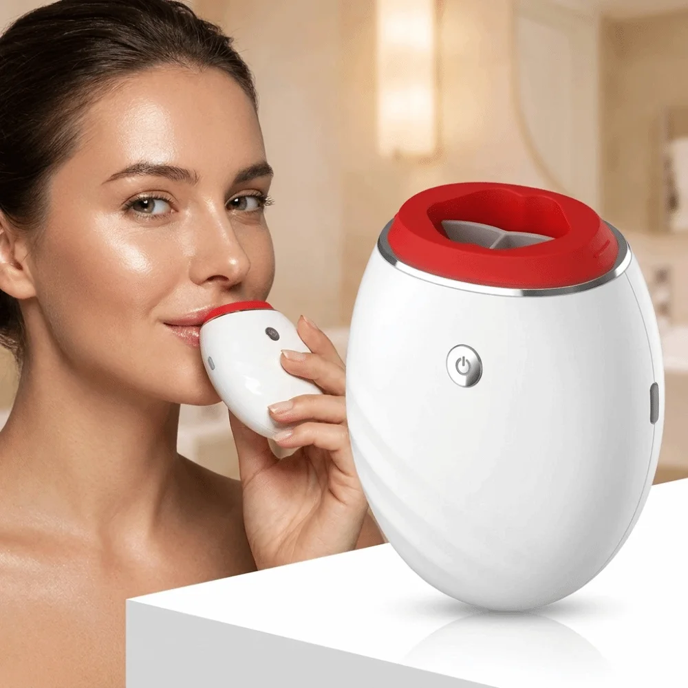 充電式リッププランパー。コンパクトで軽量、肌触りの良い素材を使用。ワンボタンで操作できるリップエンハンサー。