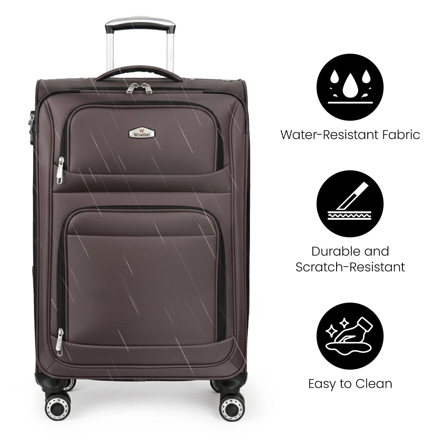 Tas Koper Perjalanan Softside yang Dapat Diperluas, Koper Spinner Softshell Ringan dengan Roda Spinner & Multi-saku