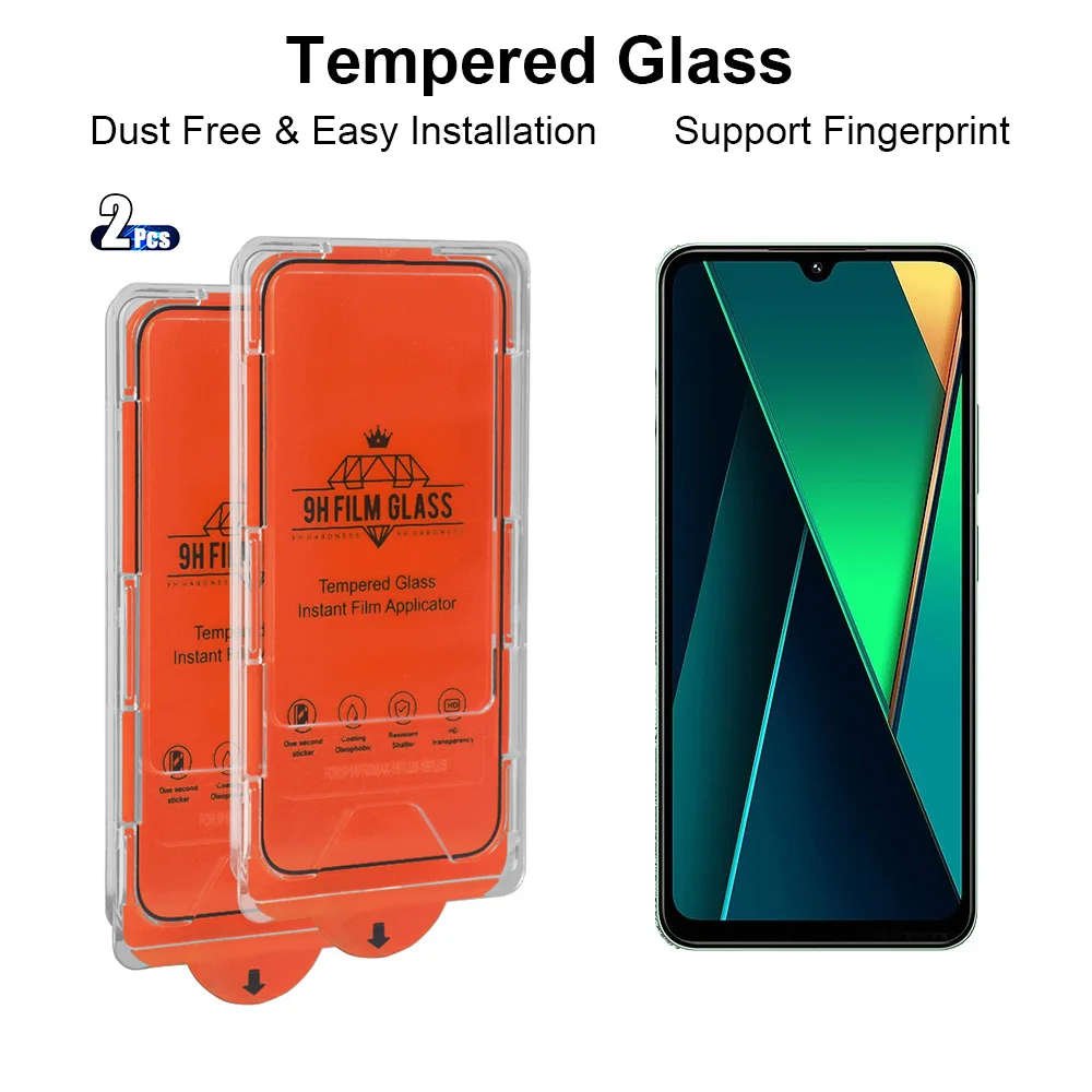 

2pcs HD Tempered Glass for Xiaomi Poco C75 C71 C65 C61 C55 Screen Protector Fingerprint-unlock Free Tools