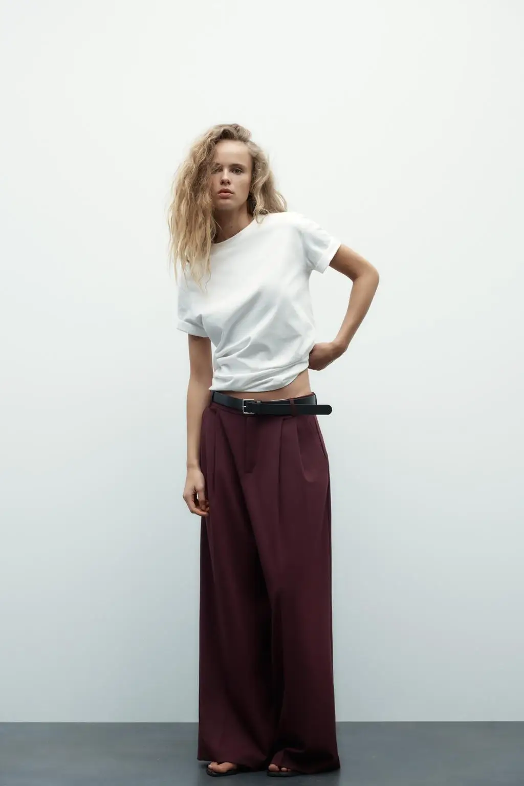

Spring New Arrival High Waist Women's Trousers with Belt Multi-Color Ele Long Pants Commute Sle Wide Leg Pants