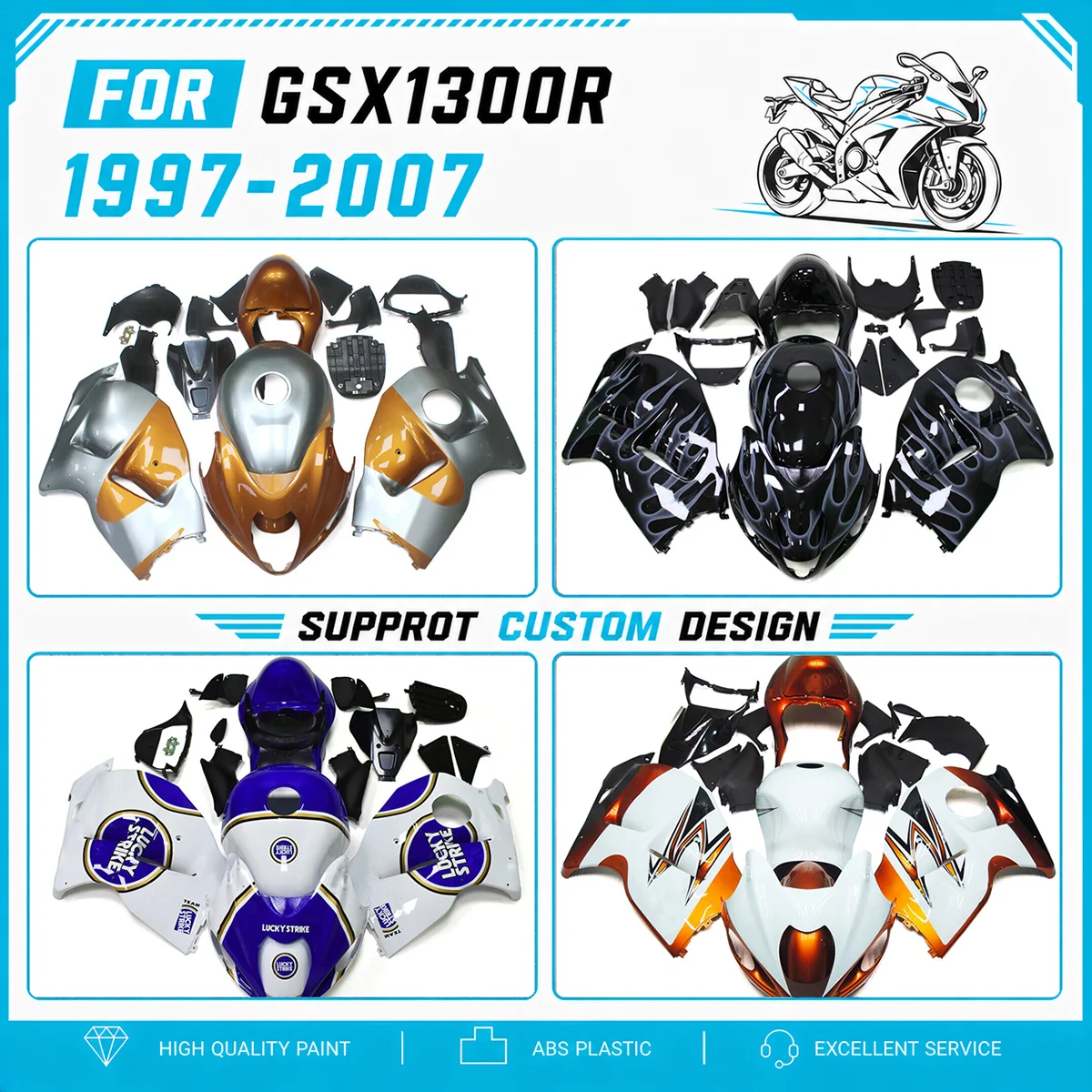 Motorcycle Accessories for GSX1300R 1997-2007 97-07 Fairings Custom Stickers Aftermarket Parts Fairing Kit