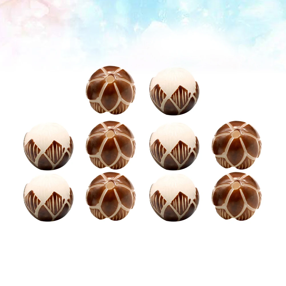 

10Pcs Natural Bodhi Root Beads Lotus Pattern Loose Beads for DIY Jewelry Making Craft Kit Decoration Gift for Family