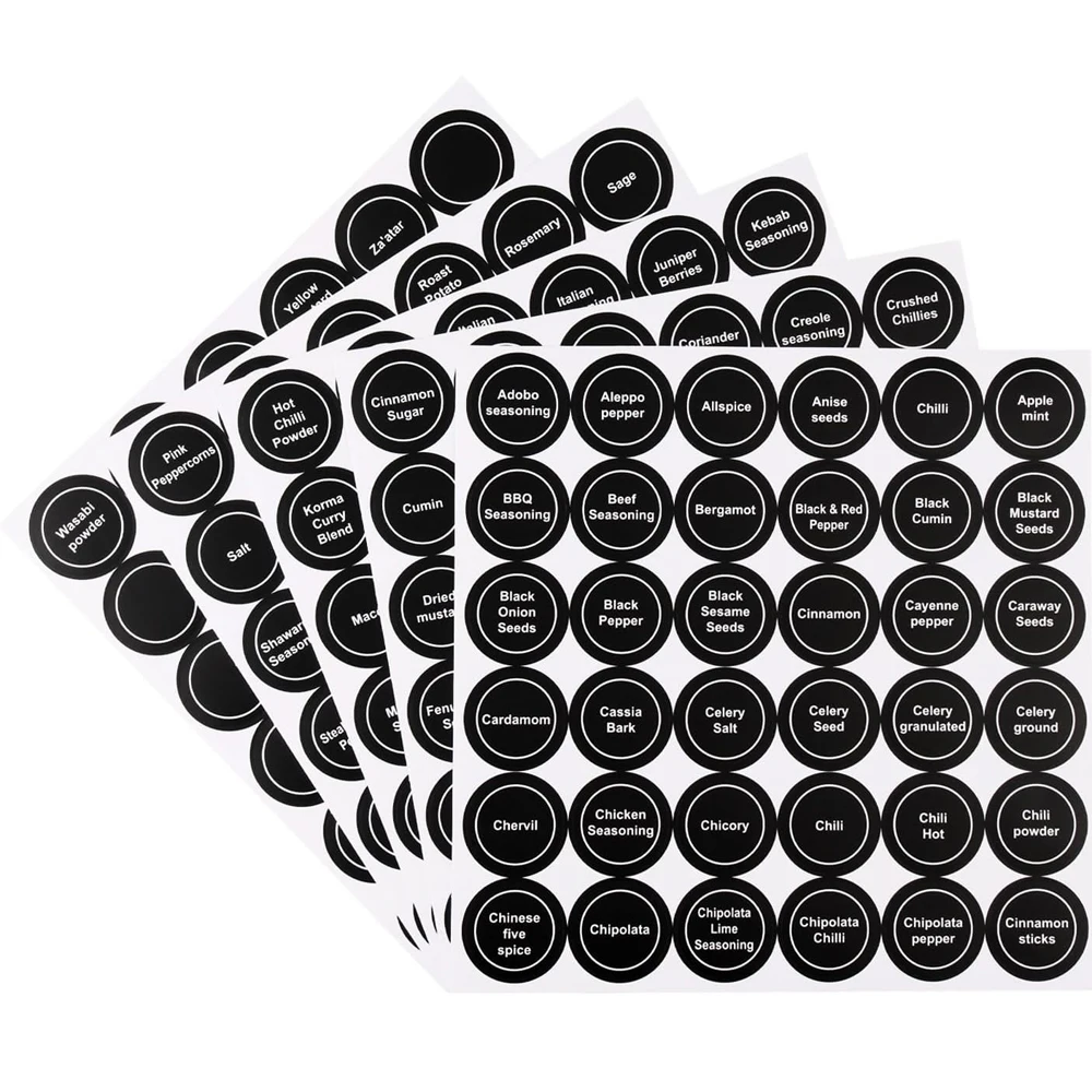 180PCS Spice Stickers Kitchen Jar Spice Bottle Label Kitchen Label Food Storage Stickers Waterproof Blackboard Label Stickers