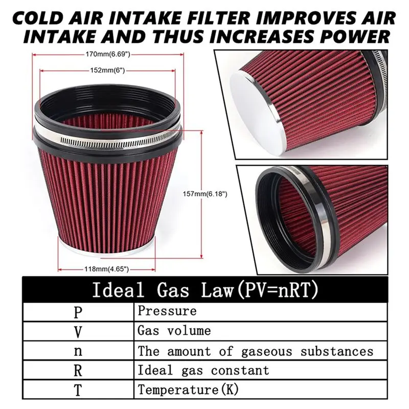 Professional Car Universal 6 Inch High Flow Intake Air Filter Car Engine Air Inlet 152Mm Mushroom Style Car Modified Filter Part