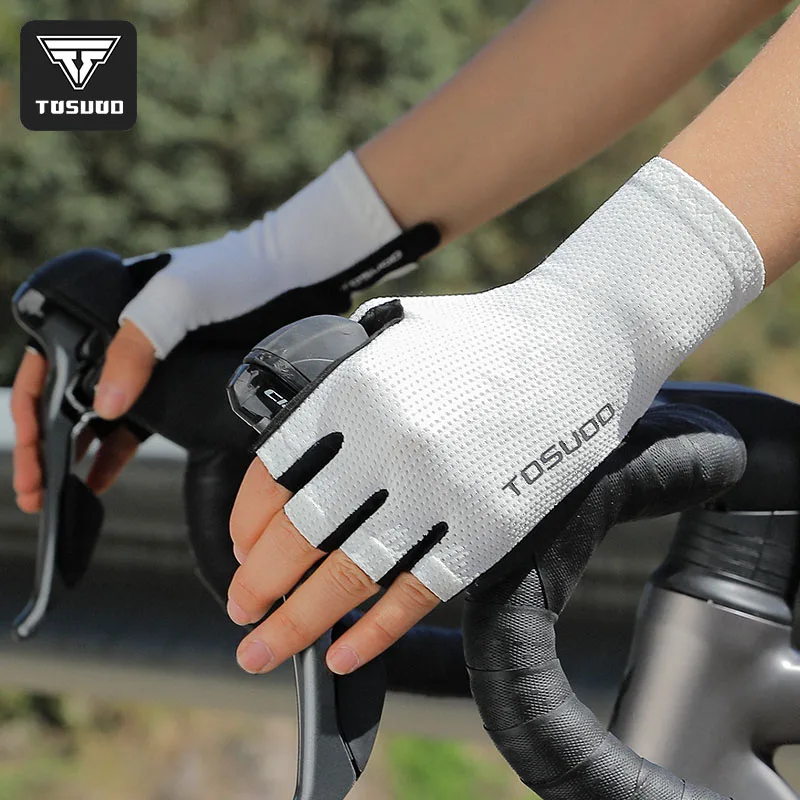 TOSUOD Stylish Women's and Men's Half-Finger Cycling Gloves for Road Bikes and Mountain Bikes - ST48, Ideal for Summer Rides.