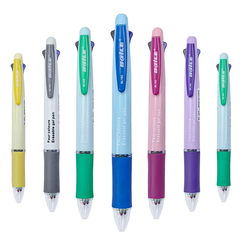 Black Blue Green Red 4 In 1 Erasable Gel Pen with Eraser 0.5mm Magic Refills School Office Kawaii Writing Stationery Supplies