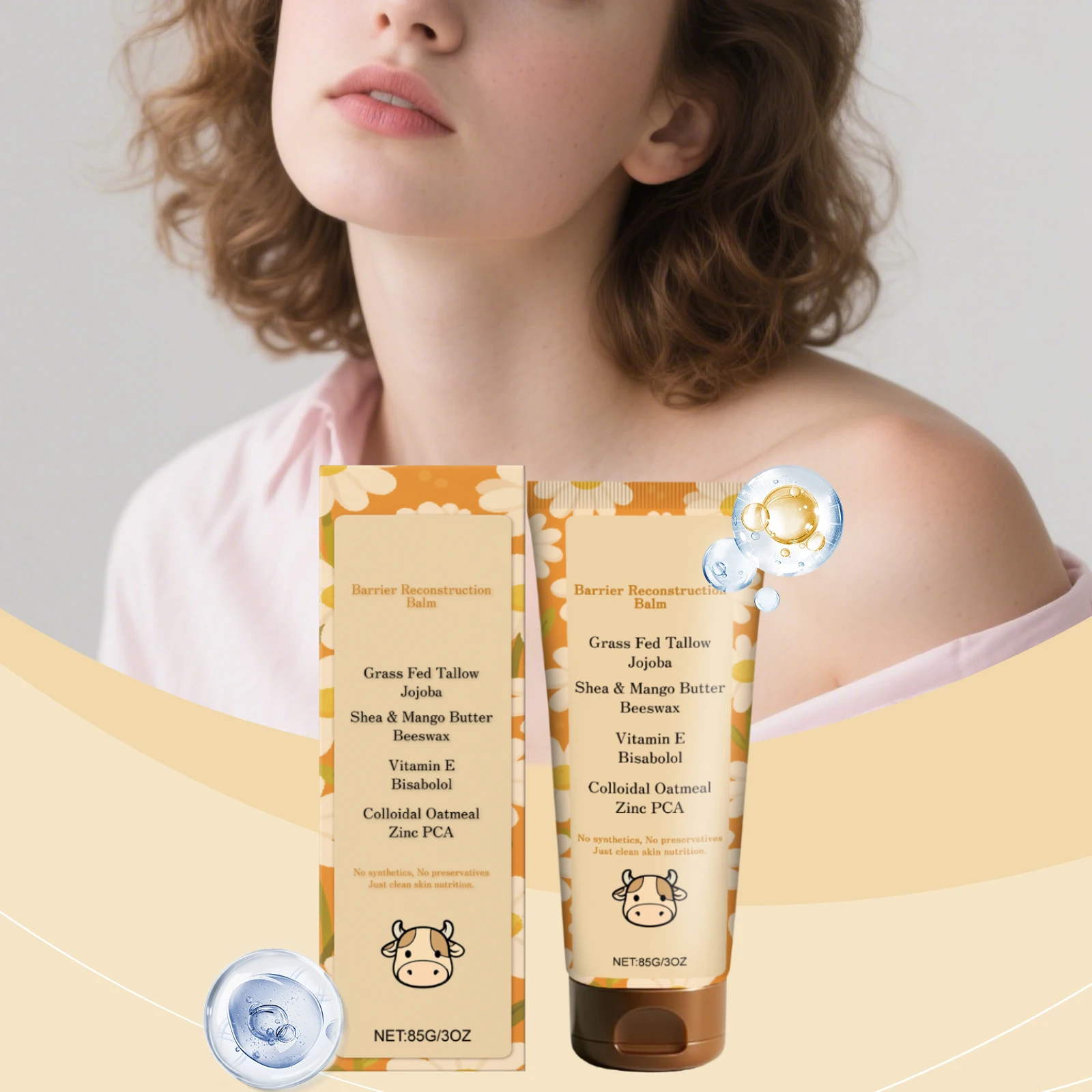 Grass Fed Beef Tallow Moisturizer for Face Body Deep Nourishment Day Night Organic Whipped Tallow Balm Hydrate Anti Aging Cream