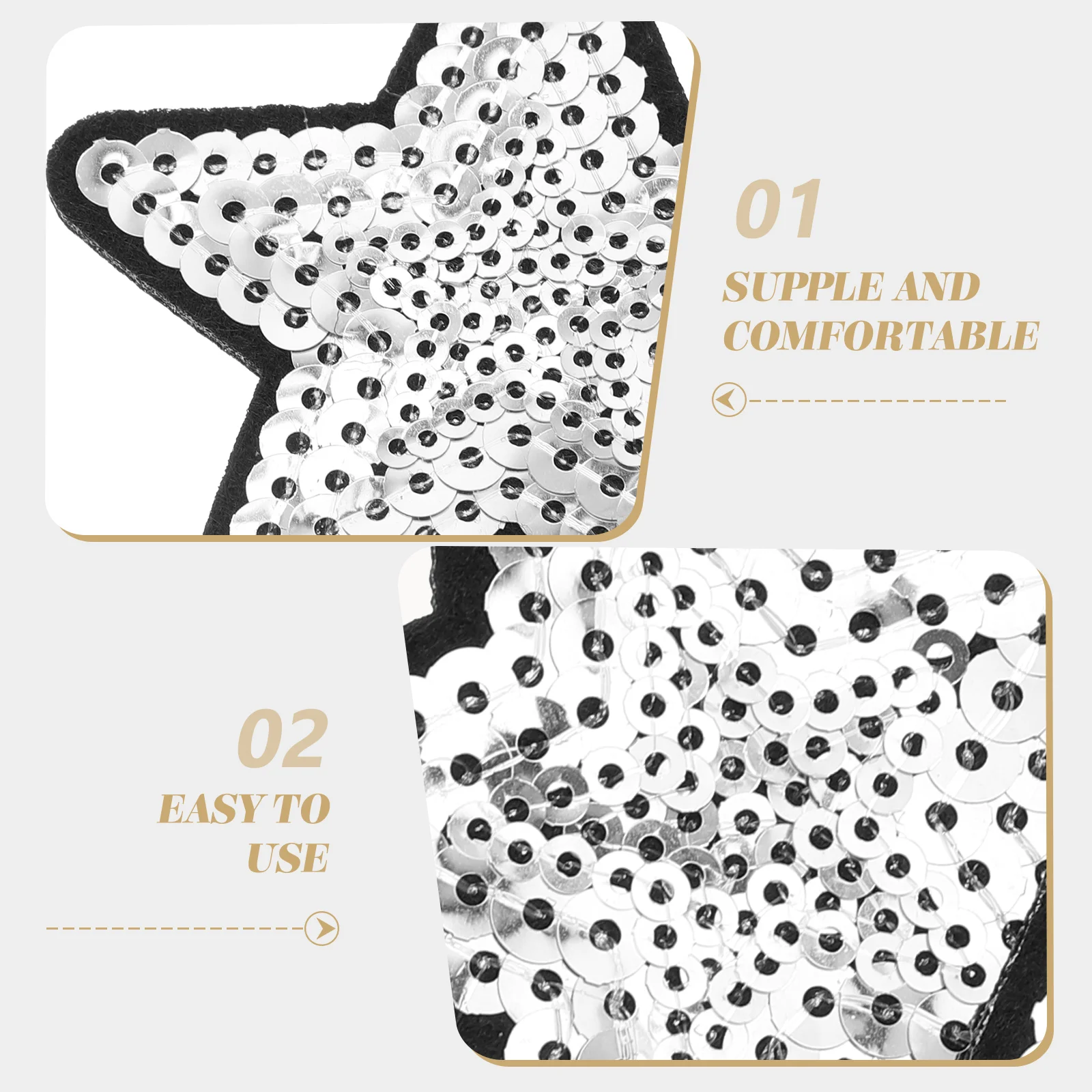 

10pcs Star Shaped Sequins Applique Patches Adhesive Sew On Clothing Diy Supply Embroidery For Jackets Jeans Bags