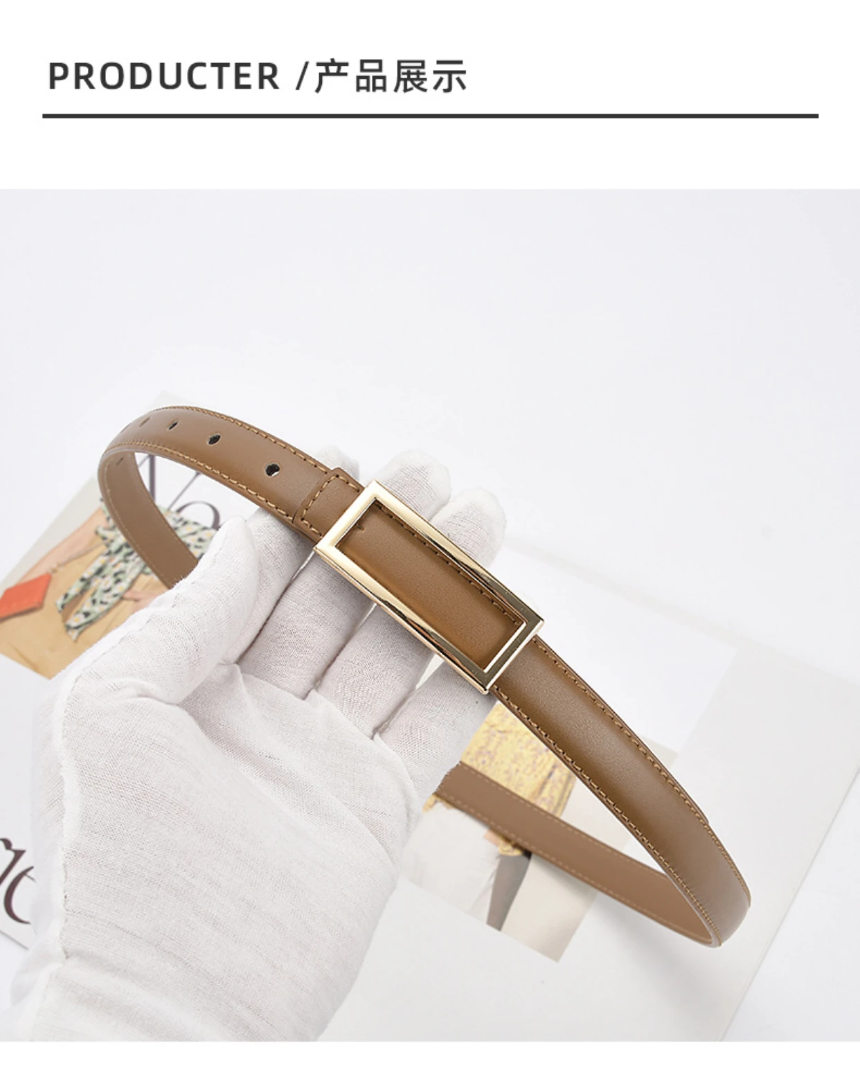

Hot sell 105 * 1.8cm luxurious cowhide fine belt for women with dress, genuine leather belt Korean style simple and versatile