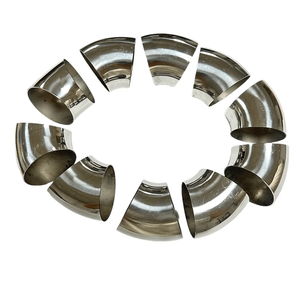 10 pcs 1.5 thick51mm 63mm 76mm OD Sanitary Butt Weld 45 Degree Elbow Bend Pipe 304 stainless steel car exhaust pipe muffler weld
