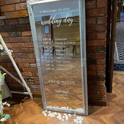 Wedding Mirror Welcome Sign The Order Of The Wedding Day Customized Names And Dates French Wall Decal Wedding Welcome Decal