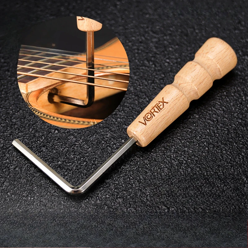 VORTEX Guitar Tool 4mm Wooden Handle Acoustic Guitar Special Wrench Extended Version Hexagonal Adjustment Neck Wrench.