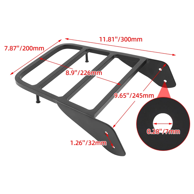 Black Motorcycle Steel Rear Sissy Bar Backrest Luggage Rack For Yamaha V-Star 400 650 1100 Dragstar 400 650 XVS 1100 1996-2018