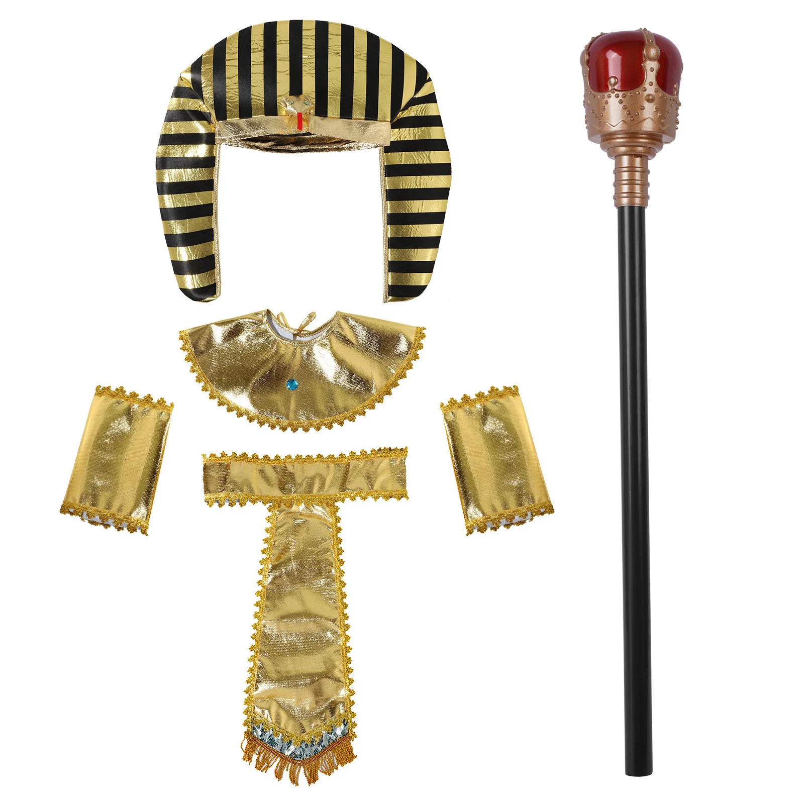 Halloween Costumes Ancient Pharaoh Egypt King Egyptian Cleopatra Queen Costume Accessories Priest Cosplay Clothing for Men Wome