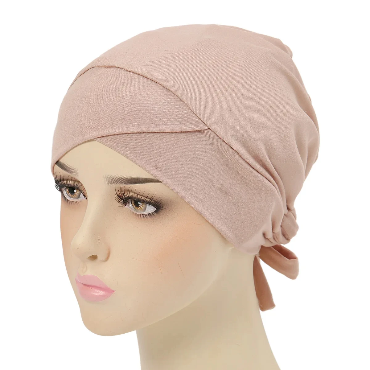 New Solid Color Elastic Hijab Undercap Lining Satin Turban Hats Back Tied Adjustable Head Wraps Head Scarf Chemo Cap For Women