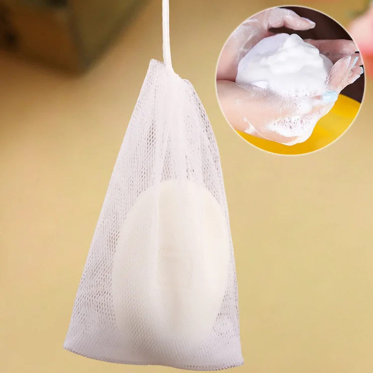 Facial Cleanser Foaming Net Soap Mesh Bags Body Wash Foam Drawstring Mesh Bag Deep Cleaning Exfoliating Bubble Face Care Makeup